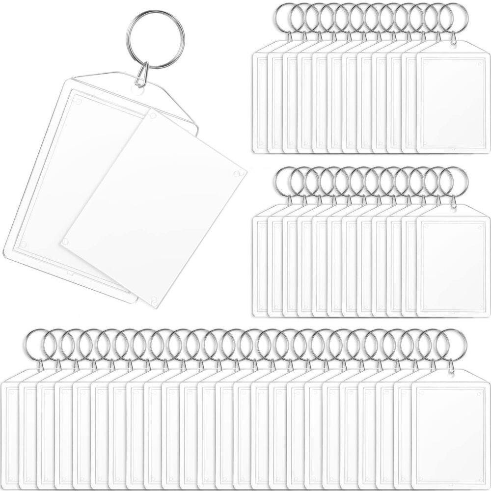 5762 36 Pcs Picture Frame Keychain3" L x 2" W Acrylic Clear Rectangle Photo